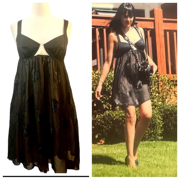 Kiki De Montparnasse Muse Babydoll Dress, Silk & Leather,  Kiki 2007 , Small - Picture 1 of 12